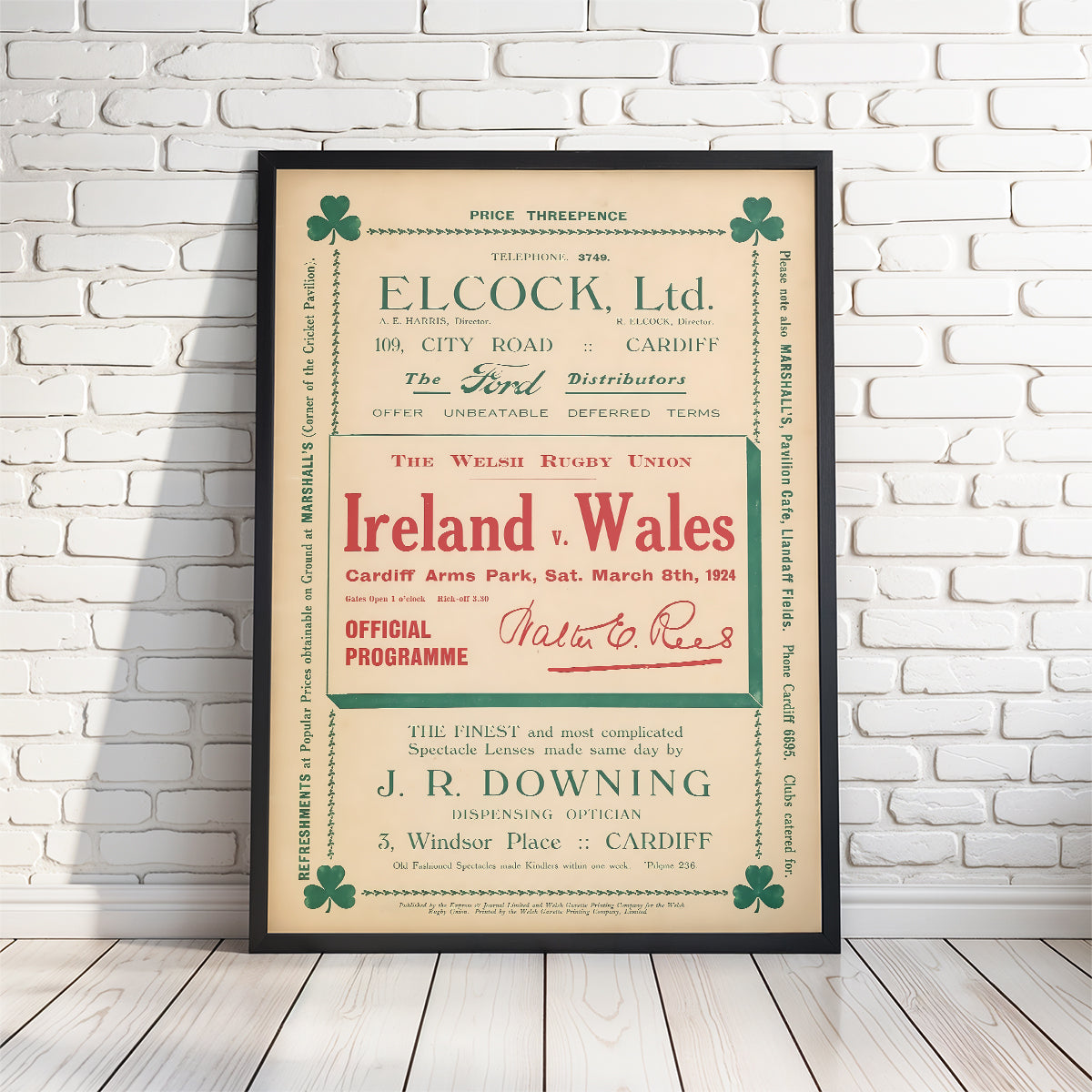 Retro Irish Rugby Programme Posters