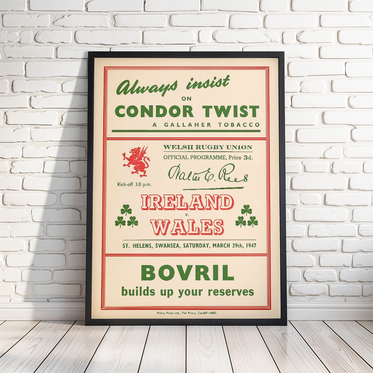 Retro Irish Rugby Programme Posters