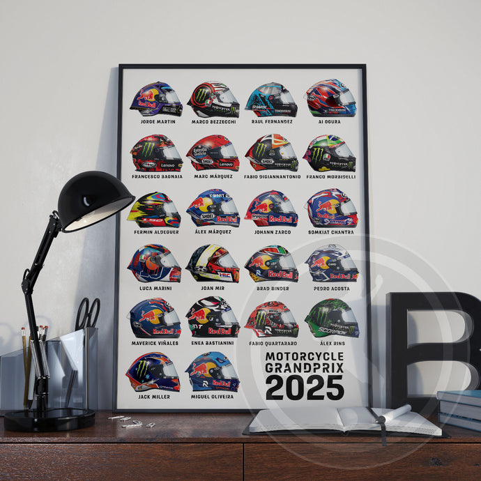 2025 Moto GP Rider helmet poster print