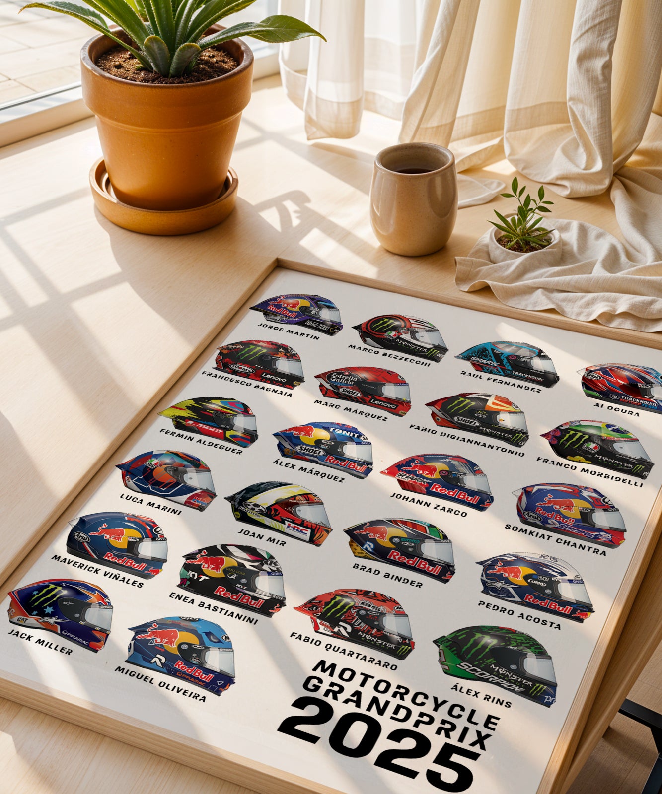 2025 Moto GP Rider helmet poster print