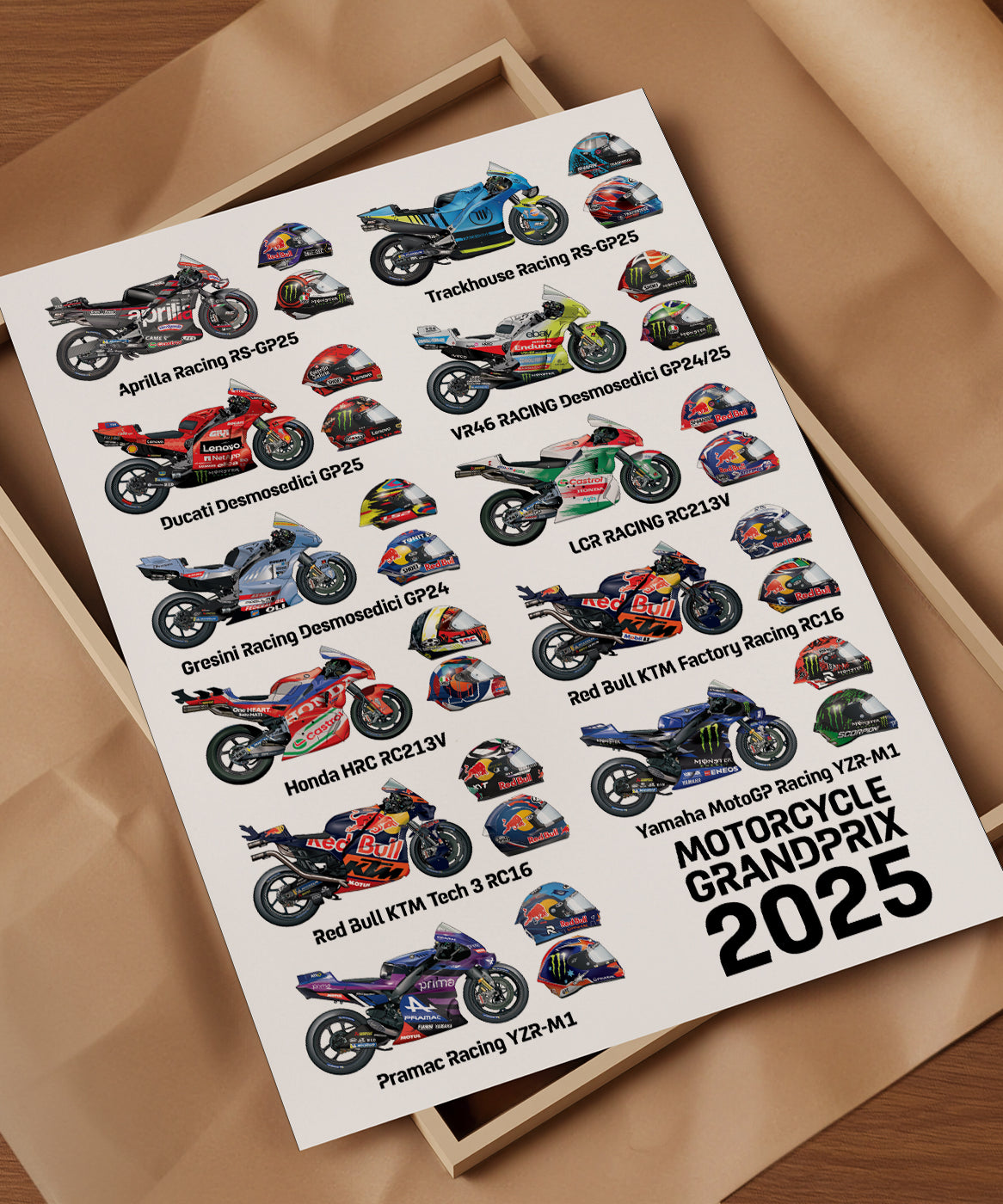 2025 Moto GP Rider helmet poster print