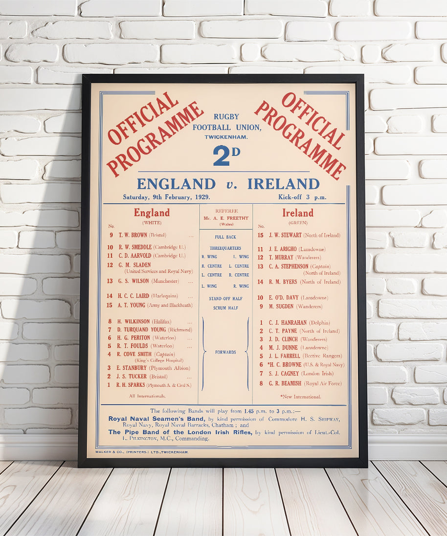 Retro English Rugby Programme Posters