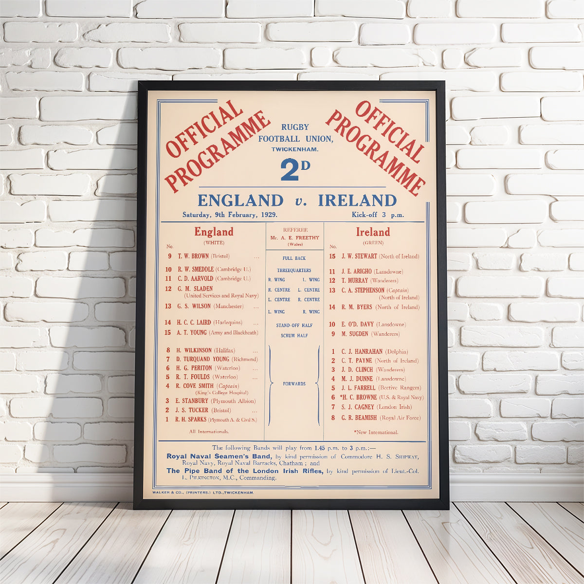 Retro English Rugby Programme Posters
