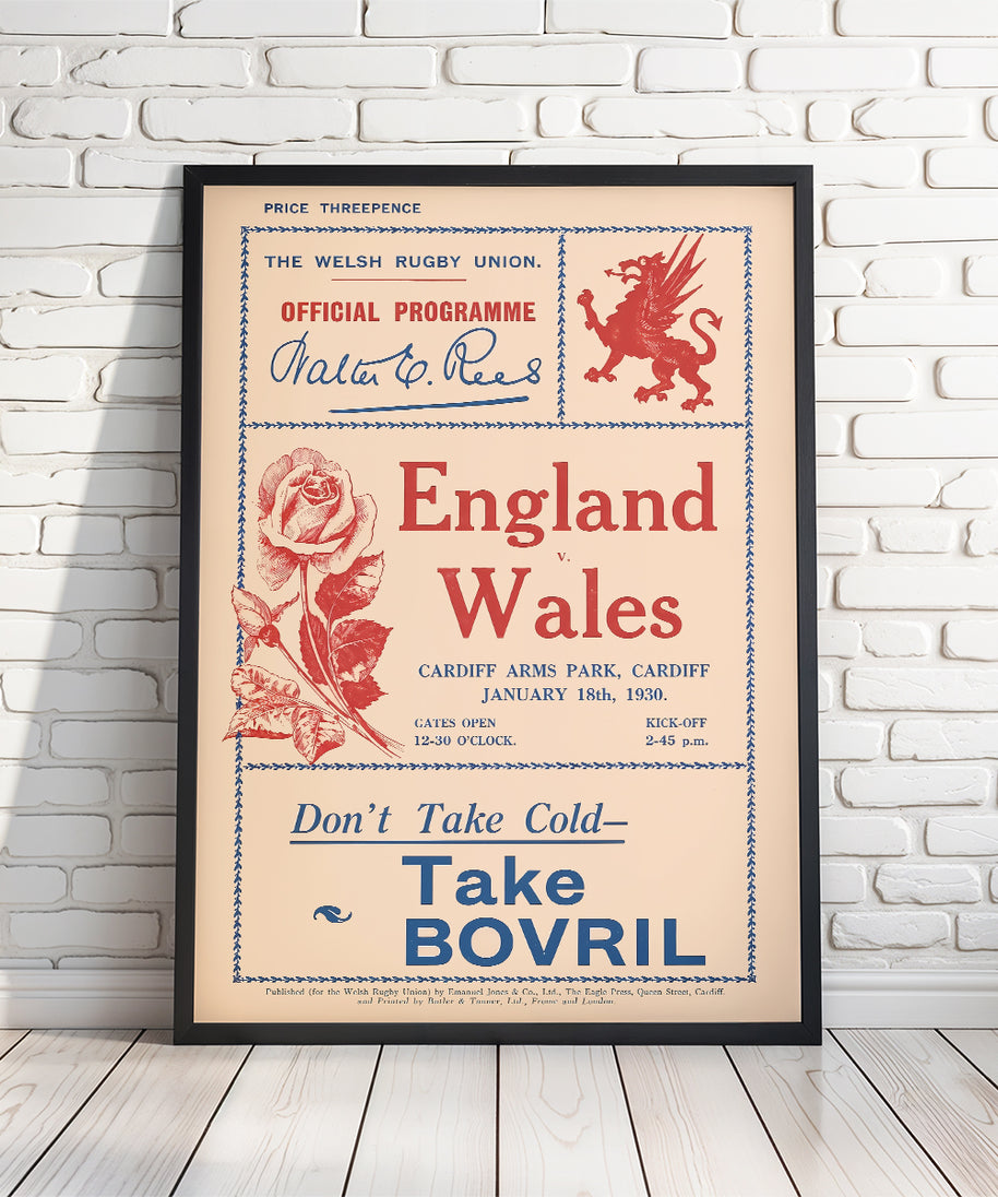 Retro English Rugby Programme Posters