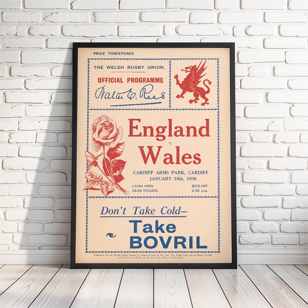 Retro English Rugby Programme Posters