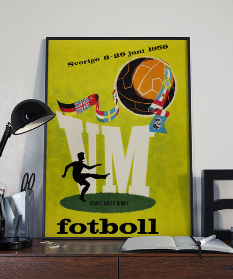 1958 World Cup Soccer poster - Sweden Sverige 58
