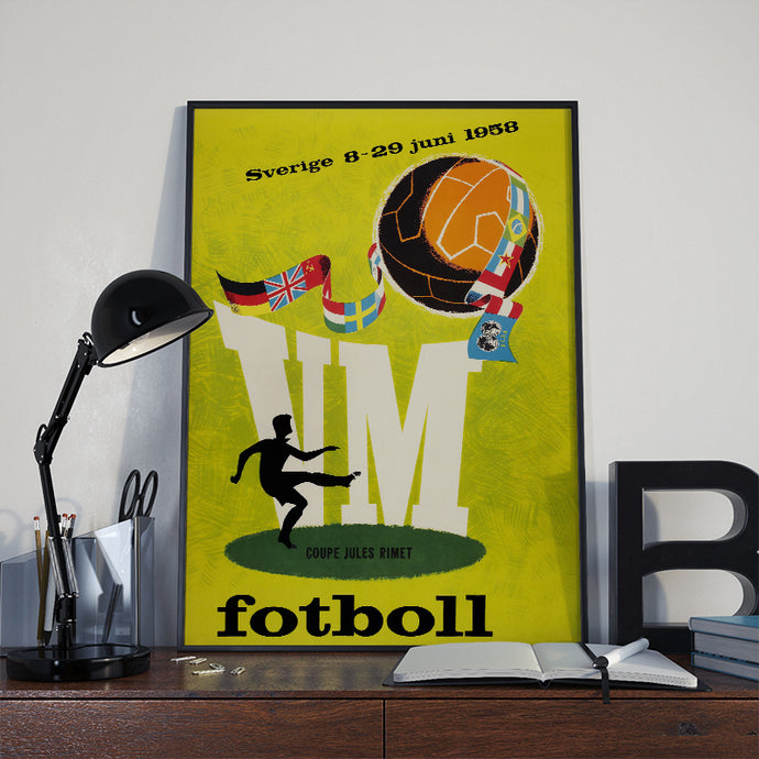1958 World Cup Soccer poster - Sweden Sverige 58