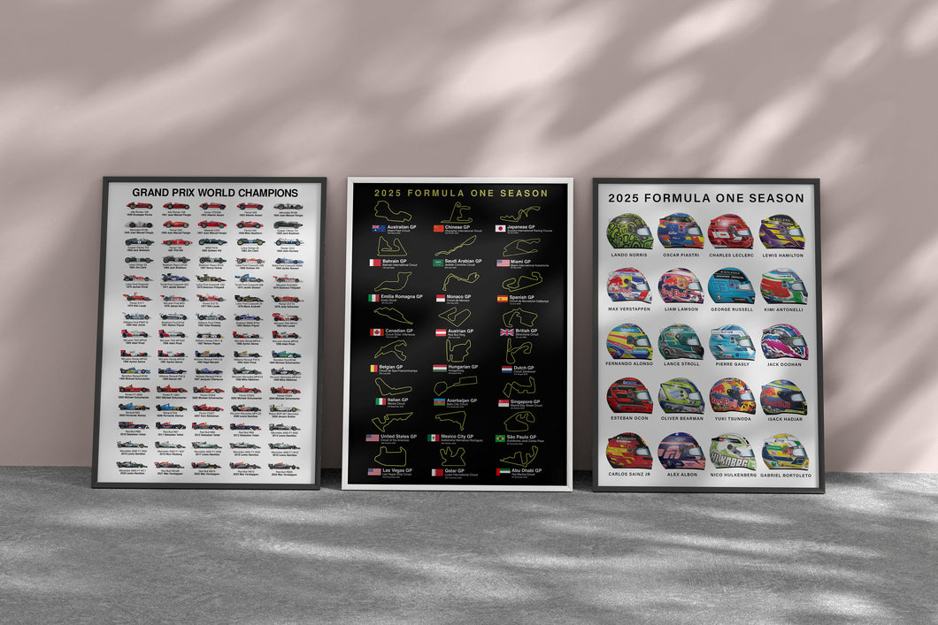 3 x 2025 Formula 1 Poster Bundle