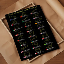 2025 Formula 1 race calendar poster print