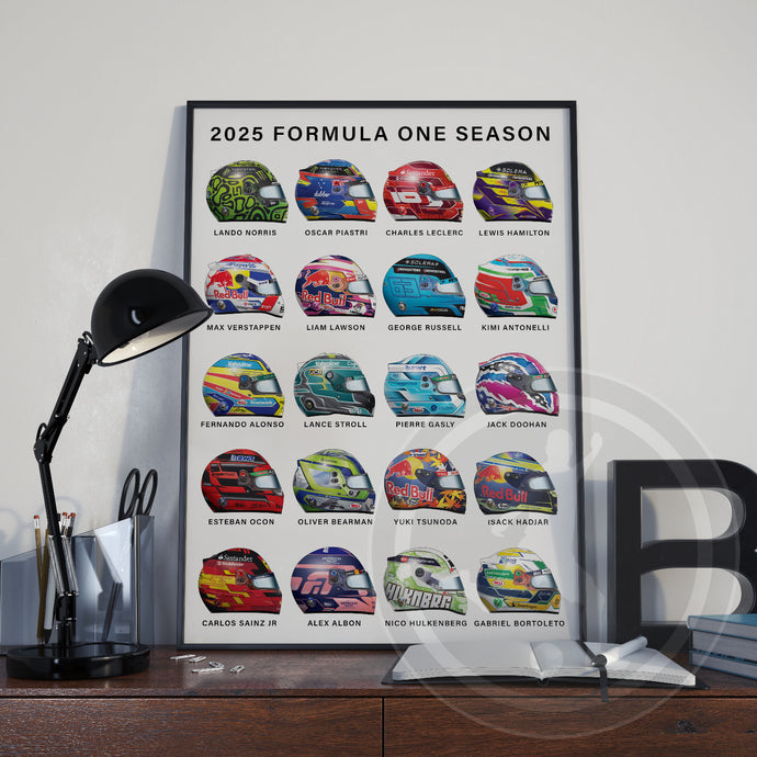 2025 Formula 1 Driver helmet poster print