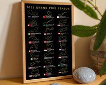 2025 Formula 1 race calendar poster print
