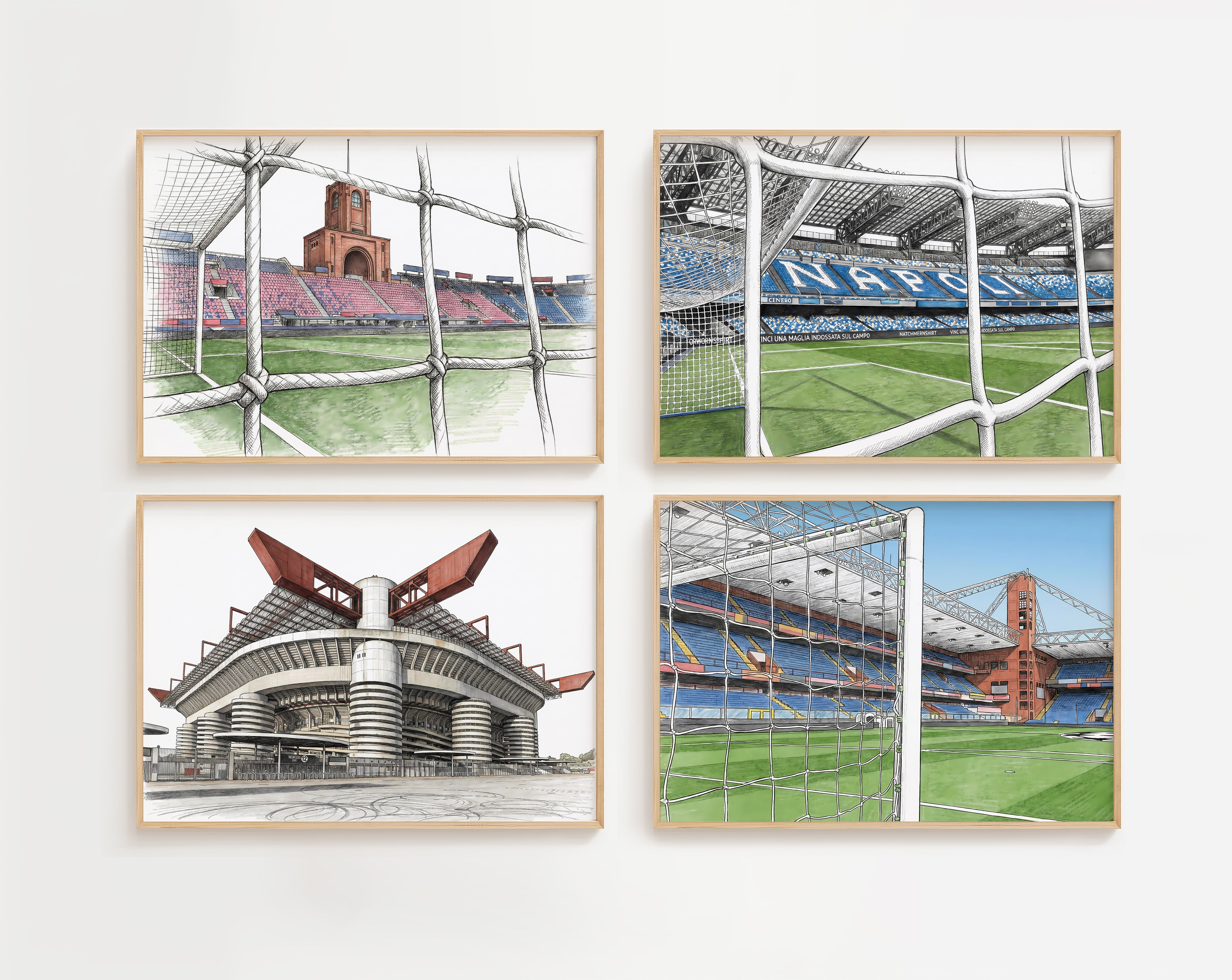 Serie A Football Stadium Isometric Poster Prints