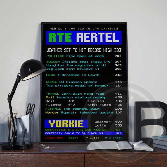 Aertel customised Irish retro TV poster