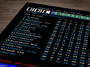 Arsenal CEEFAX 2003/04 invincibles season league table poster - LIMITED EDITION
