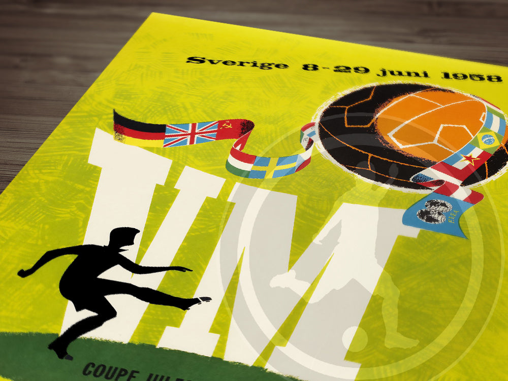 1958 World Cup Soccer poster - Sweden Sverige 58