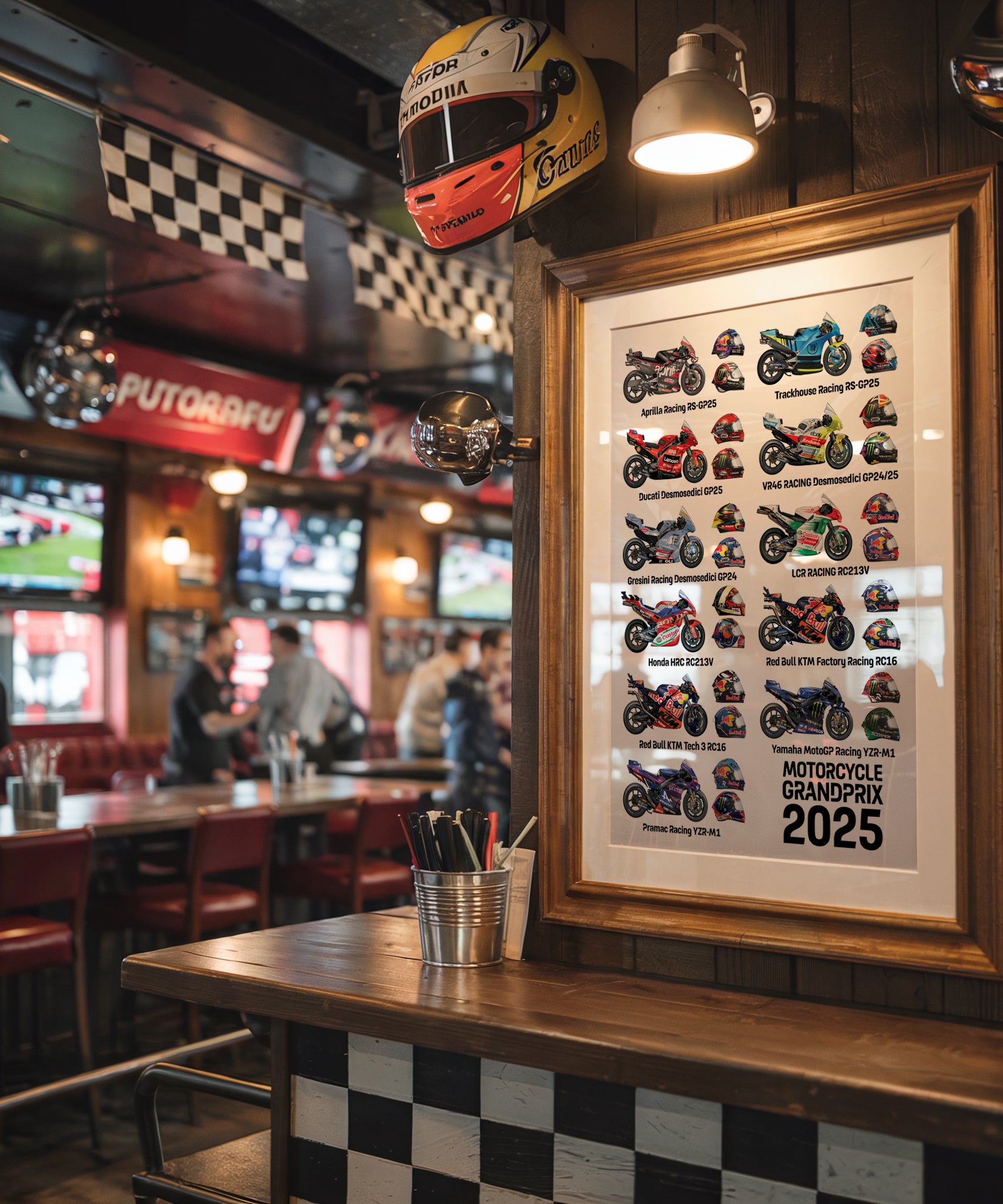 2025 Moto GP Rider helmet poster print
