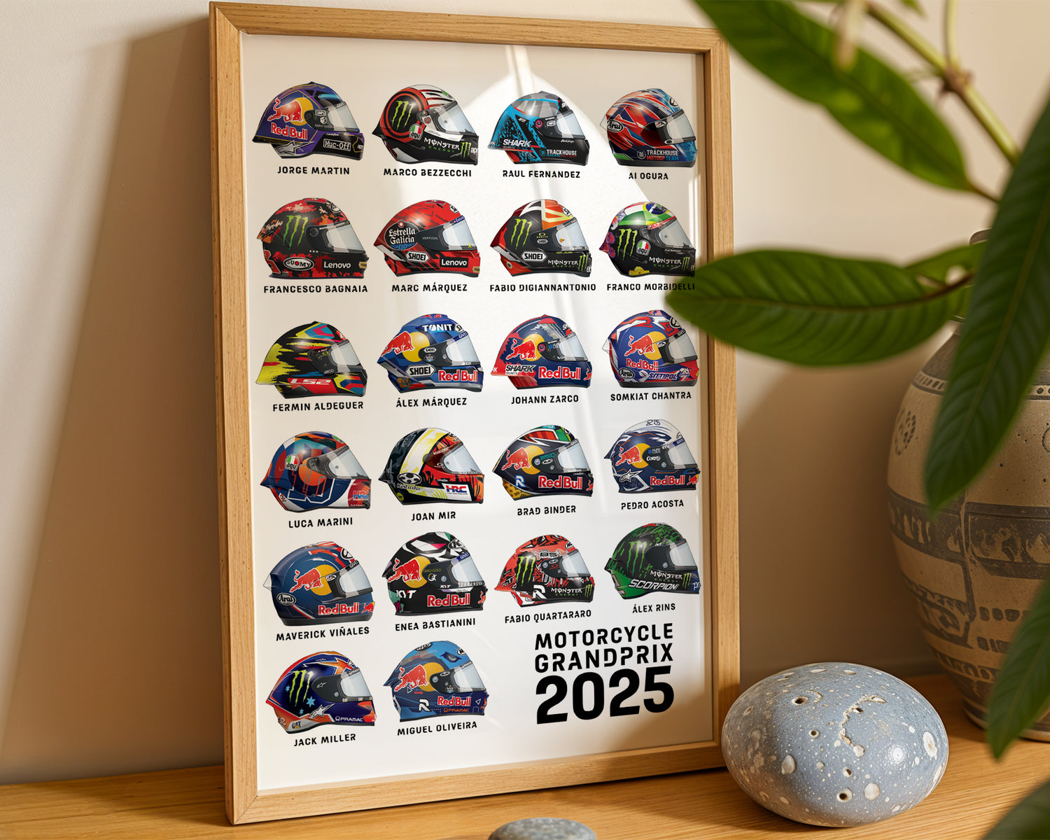2025 Moto GP Rider helmet poster print
