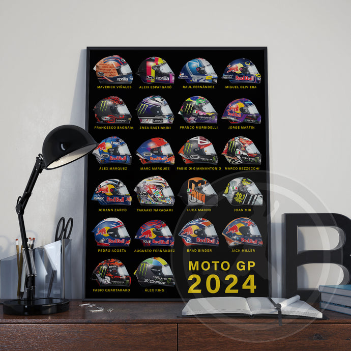2024 Moto GP Rider helmet poster print