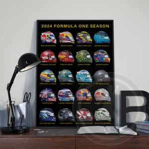 2024 Formula 1 Driver helmet poster print