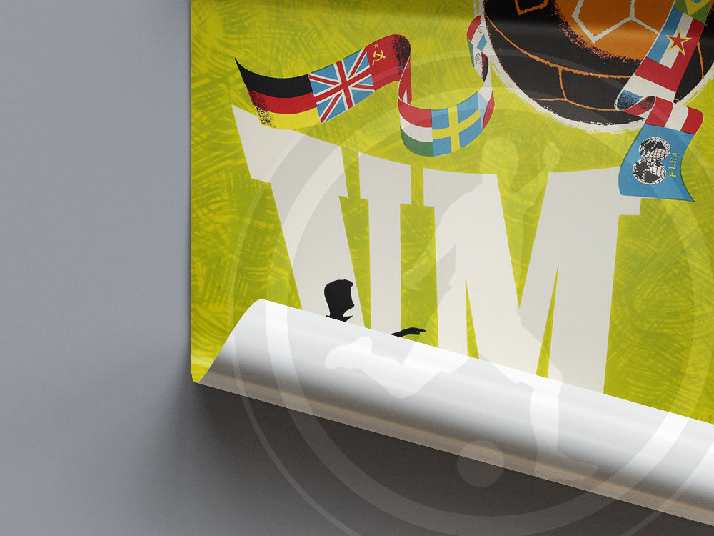 1958 World Cup Soccer poster - Sweden Sverige 58