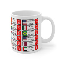 F1 2025 Race Calendar coffee mug, ideal gift for him or Dad. Glossy white mug, Great gift for the 2025 season, Worldwide Shipping