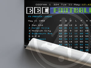 CEEFAX Customised Football League Table BBC Ceefax UK TV poster art decor print