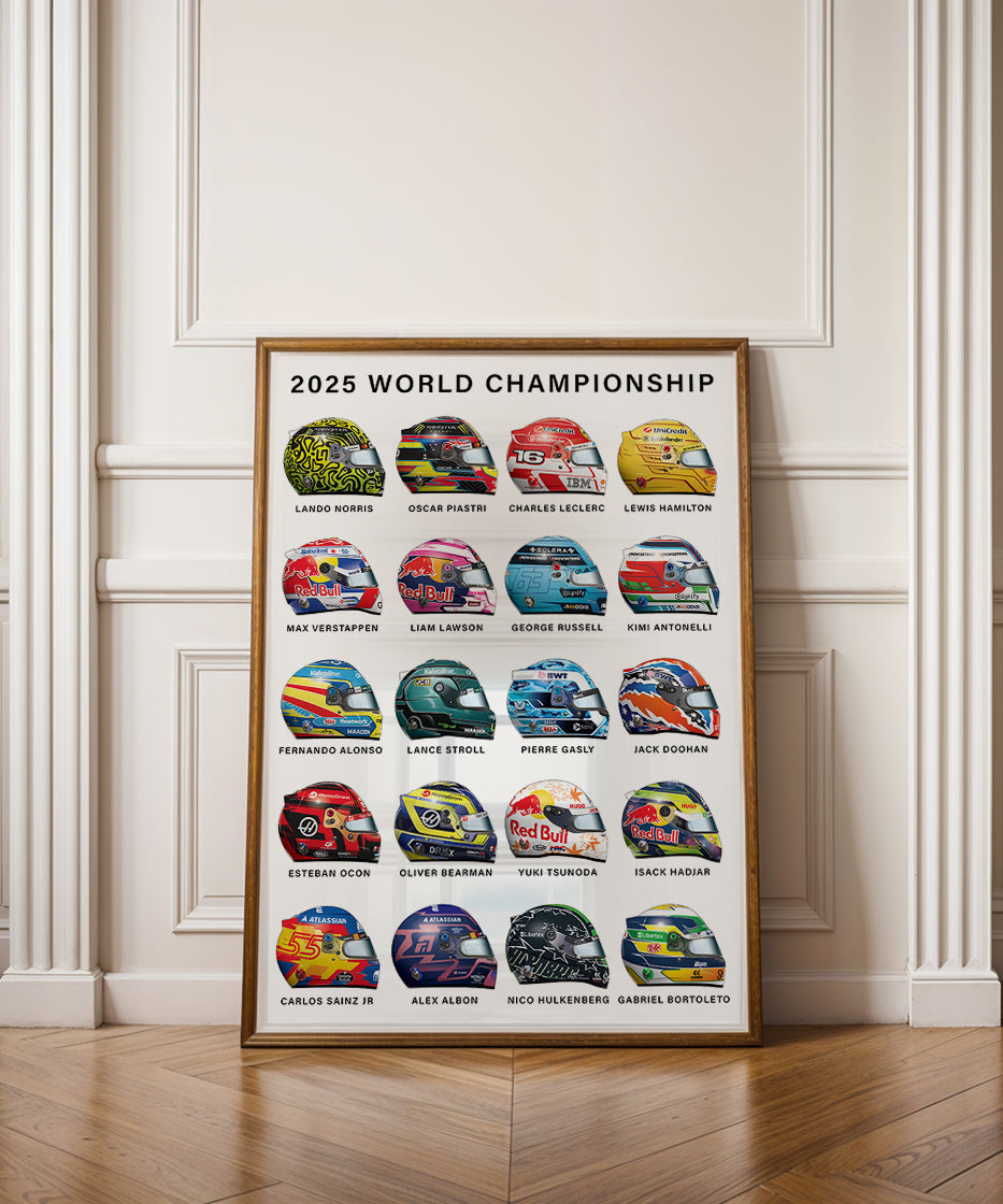 2025 Formula 1 Driver helmet poster print