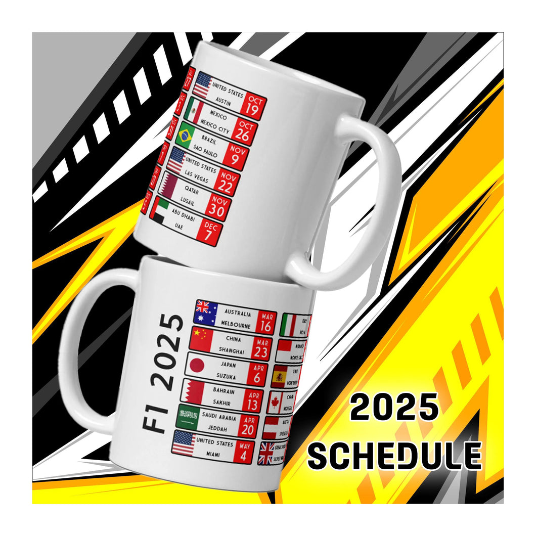 F1 2025 Schedule Formula 1 Coffee Mug