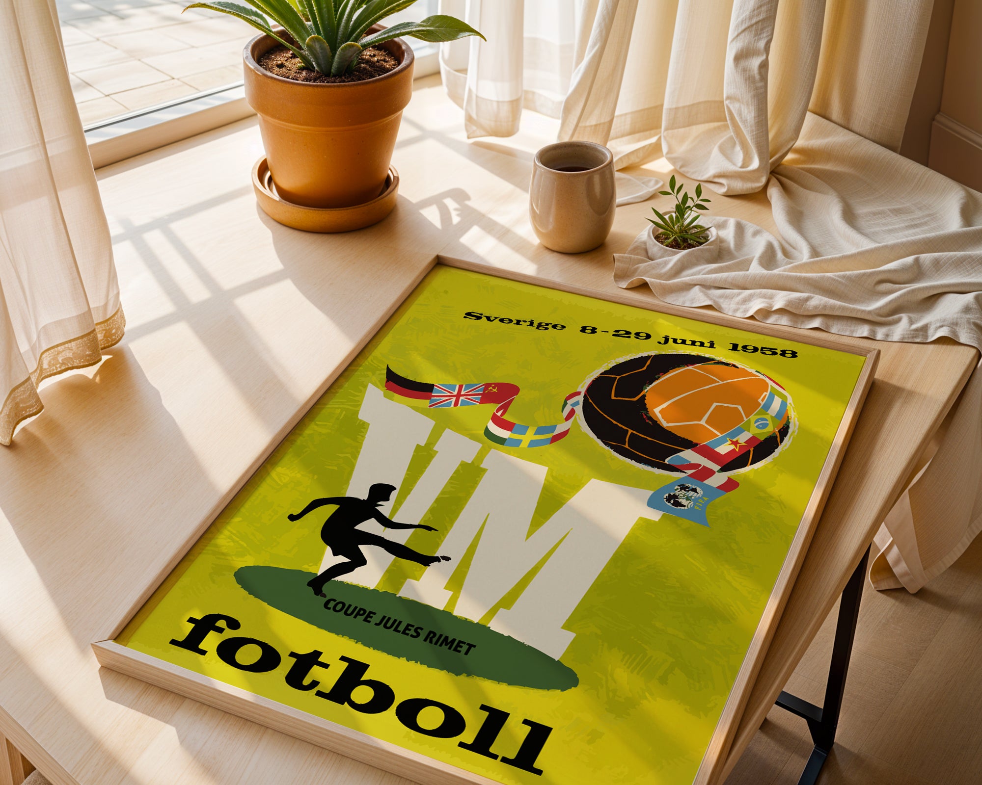 1958 World Cup Soccer poster - Sweden Sverige 58