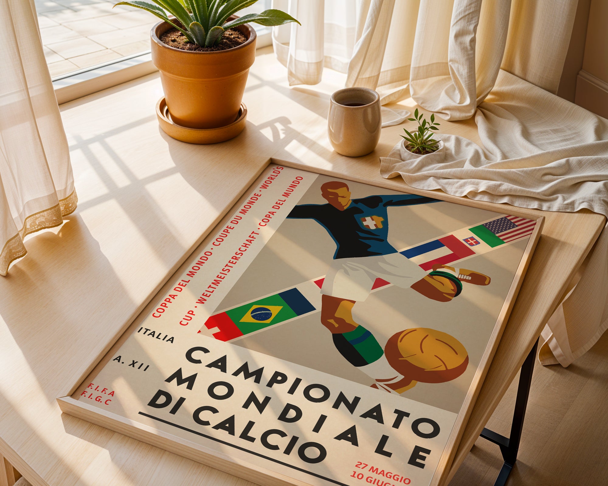1934 World Cup Italy soccer poster print