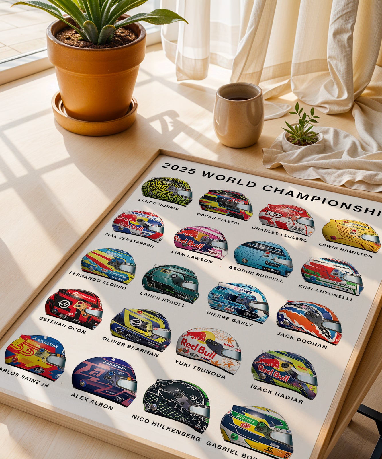 2025 Formula 1 Driver helmet poster print