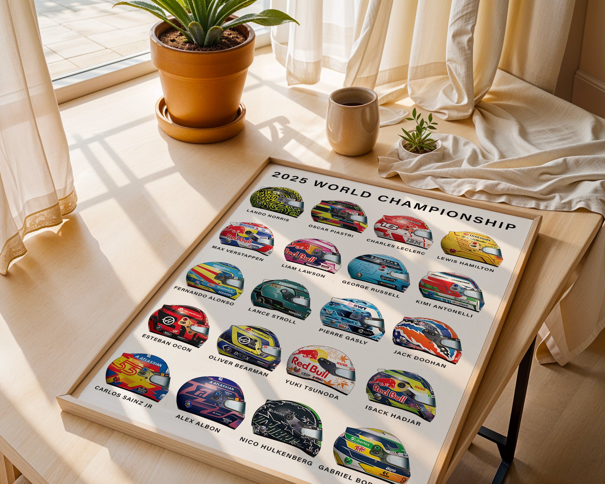 2025 Formula 1 Driver helmet poster print