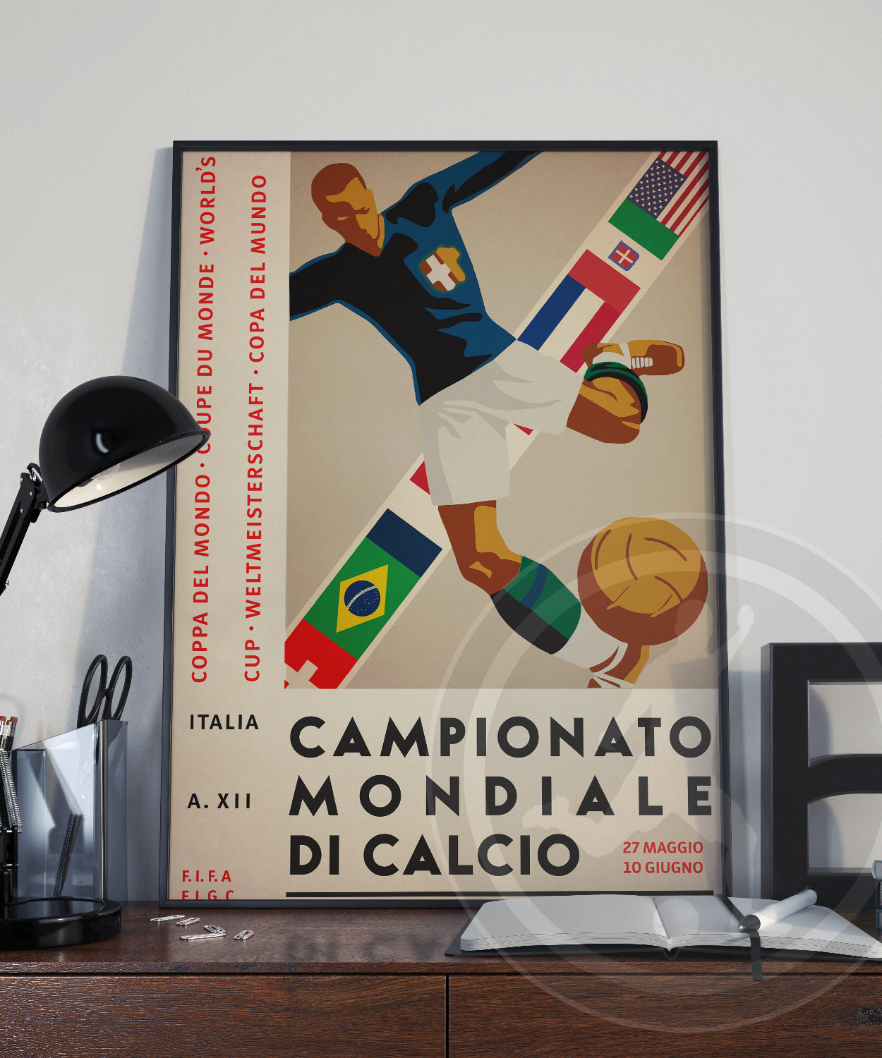 1934 World Cup Italy soccer poster print