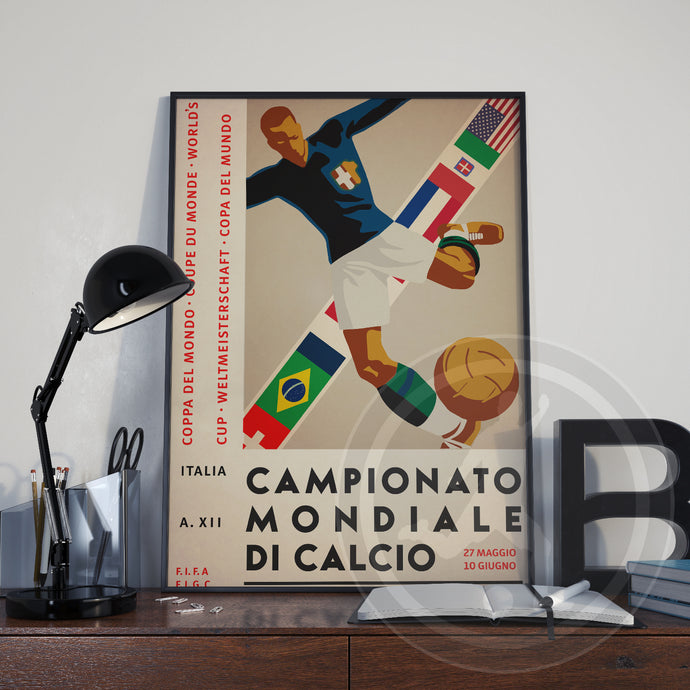 1934 World Cup Italy soccer poster print