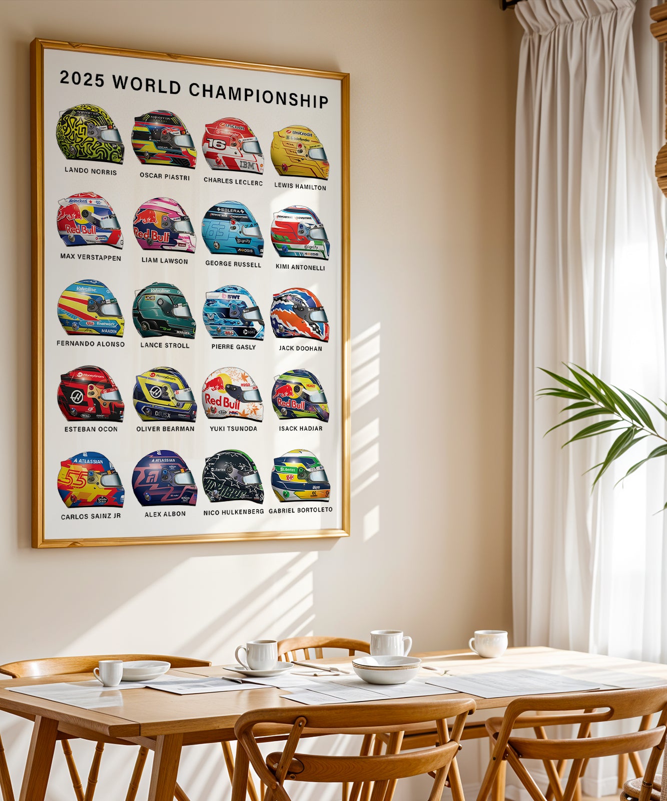 2025 Formula 1 Driver helmet poster print