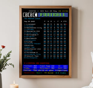Liverpool CEEFAX 2024/25 season league table poster - LIMITED EDITION