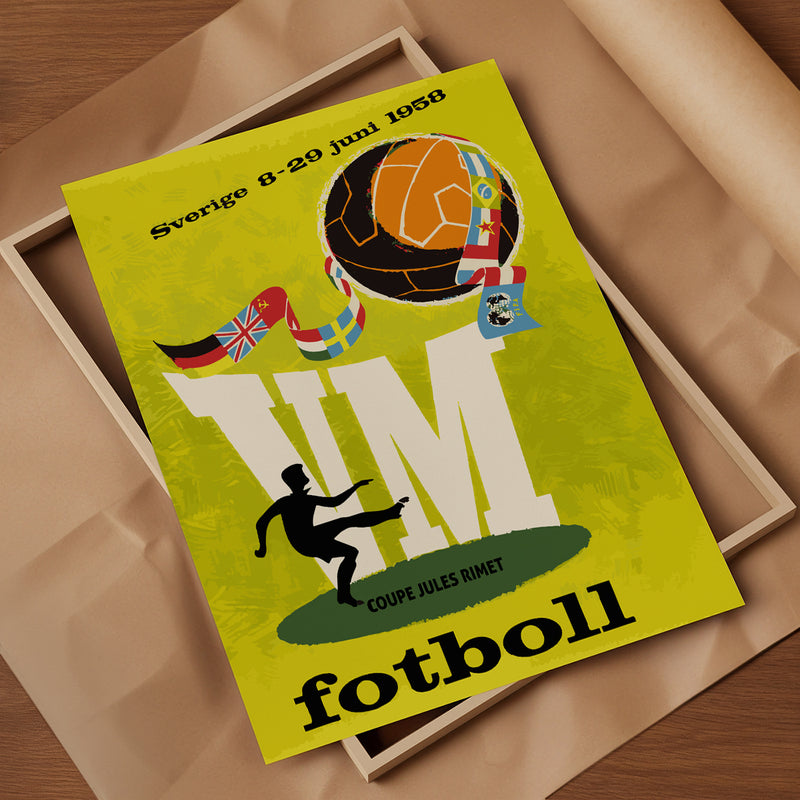 1958 World Cup Soccer poster - Sweden Sverige 58