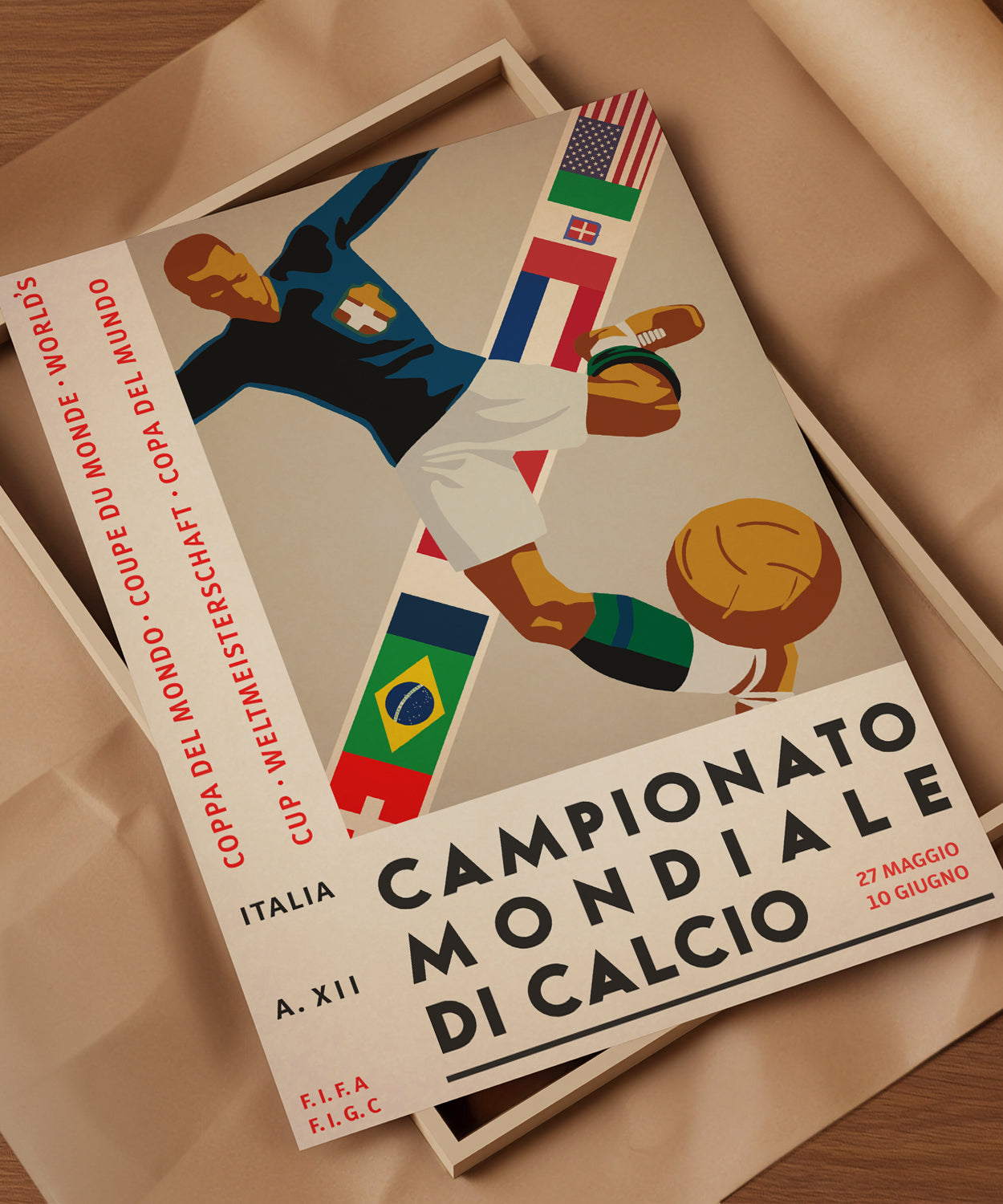 1934 World Cup Italy soccer poster print