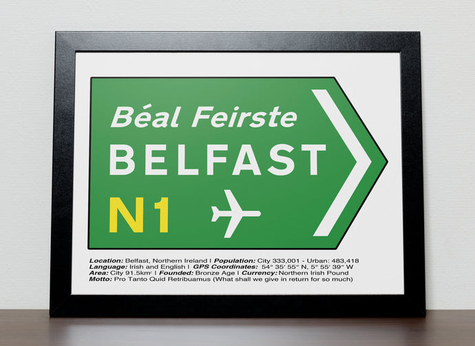 Irish Road signs - BELFAST, Ireland