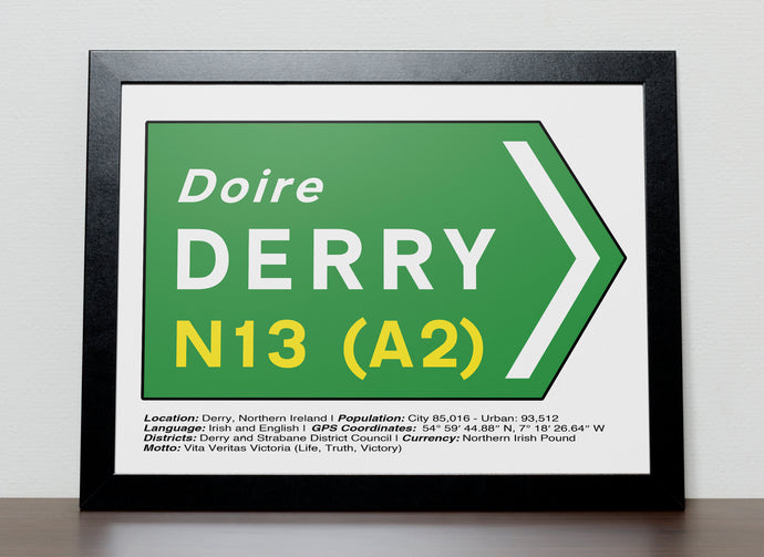 Irish Road signs - DERRY , Ireland