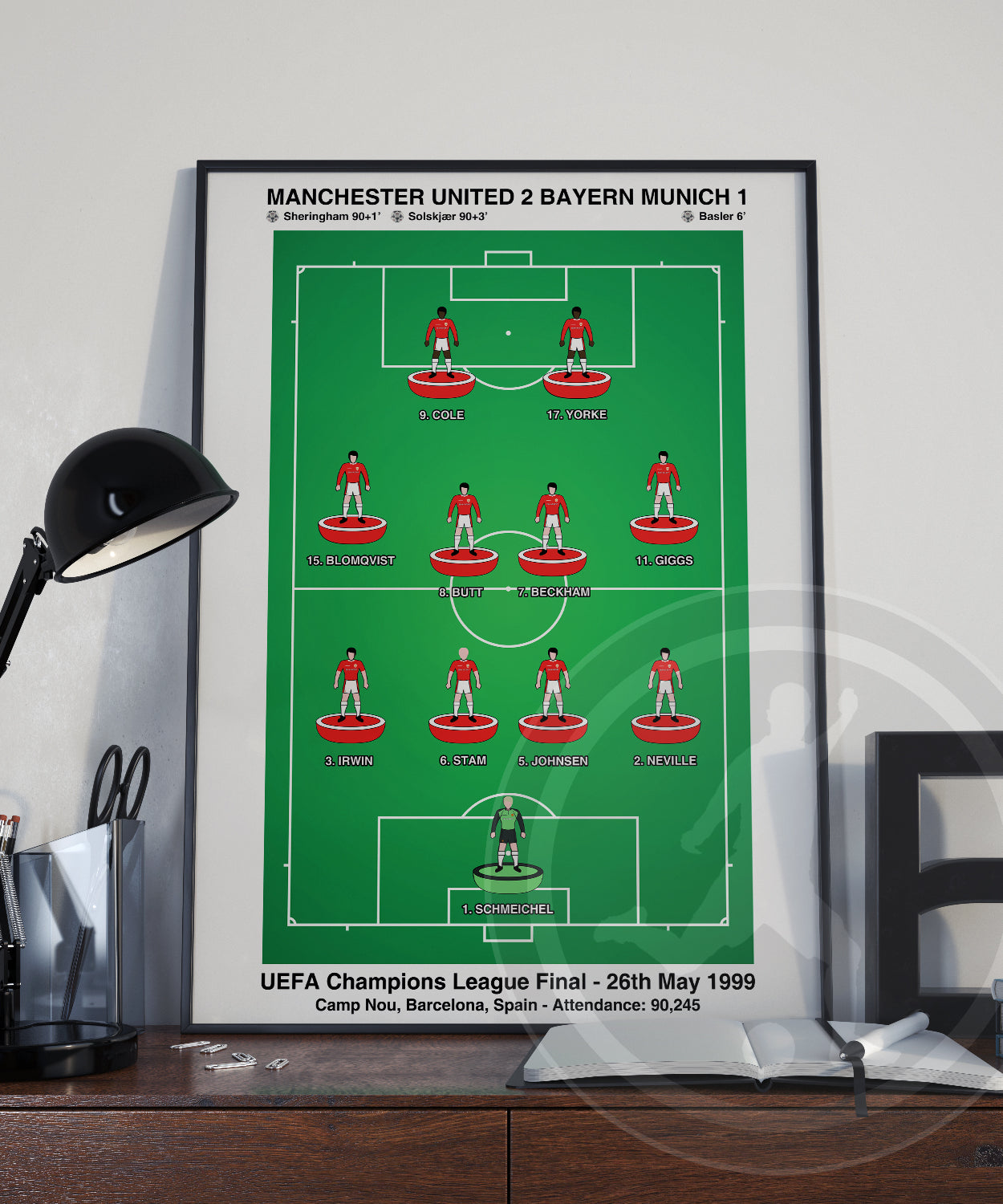 Man Utd v Bayern Champions League Final 1999 Subbuteo Poster