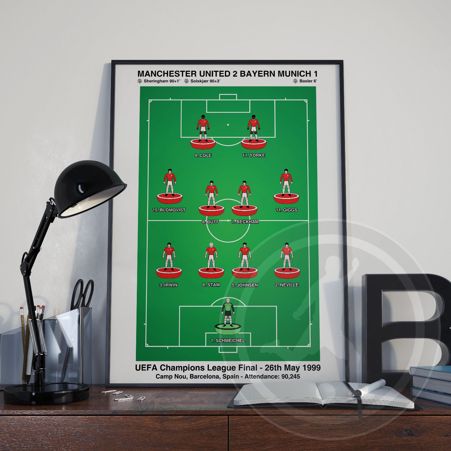 Man Utd v Bayern Champions League Final 1999 Subbuteo Poster