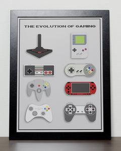 The Evolution of Gaming Poster - Xbox Nintendo Playstation PS4 Sega