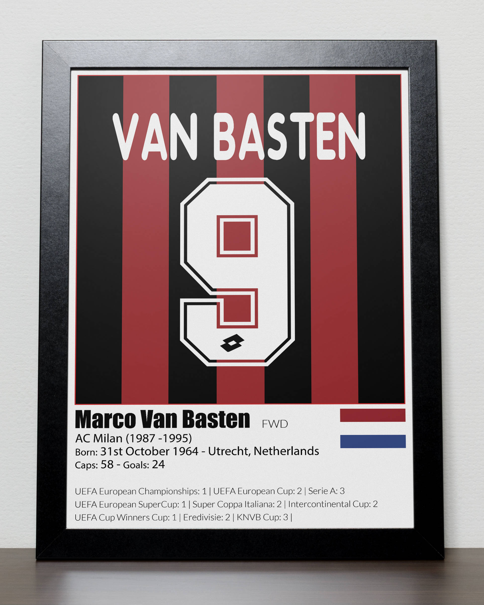 Dutch Football Legends Poster Van Basten Gullit Rijkaard
