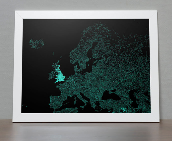 Road Map of Europe - All the roads poster