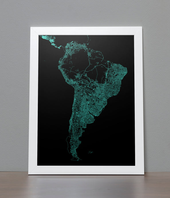 Road Map of South America poster